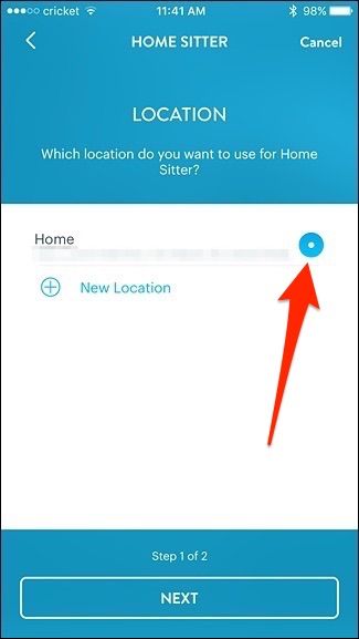 Выбор адреса для Home Sitter в Wink