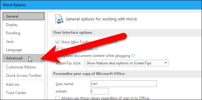 Переход в раздел Дополнительно