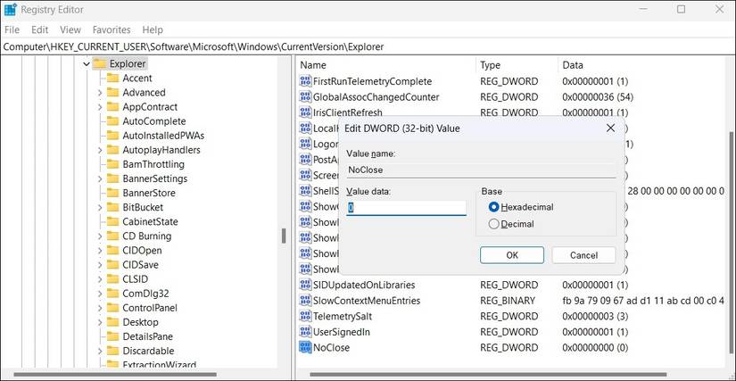 Редактирование DWORD в окне реестра