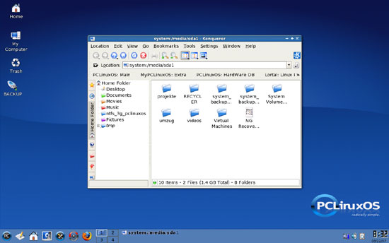 Значок NTFS-диска на рабочем столе и содержимое в файловом менеджере