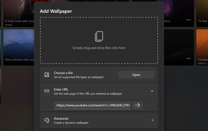 Поле для ввода URL в Lively