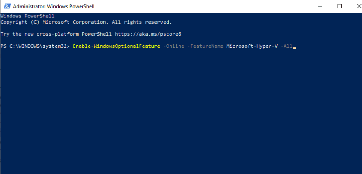 Hyper-V installation process on Windows 11