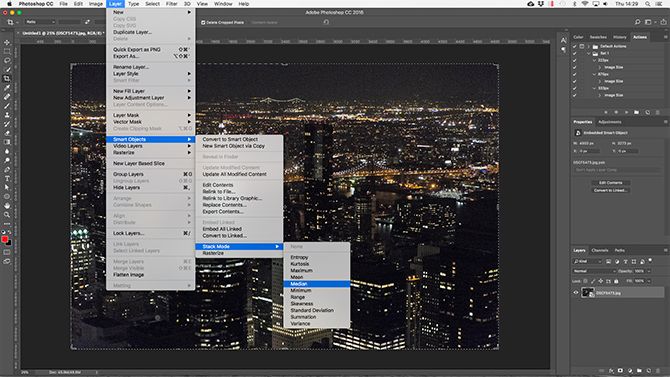 Пример ночного пейзажа, улучшенного методом стеккинга нескольких кадров
