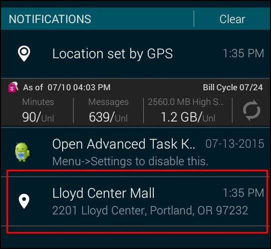 Список устройств в десктопном Google Карт, телефон Android выделен