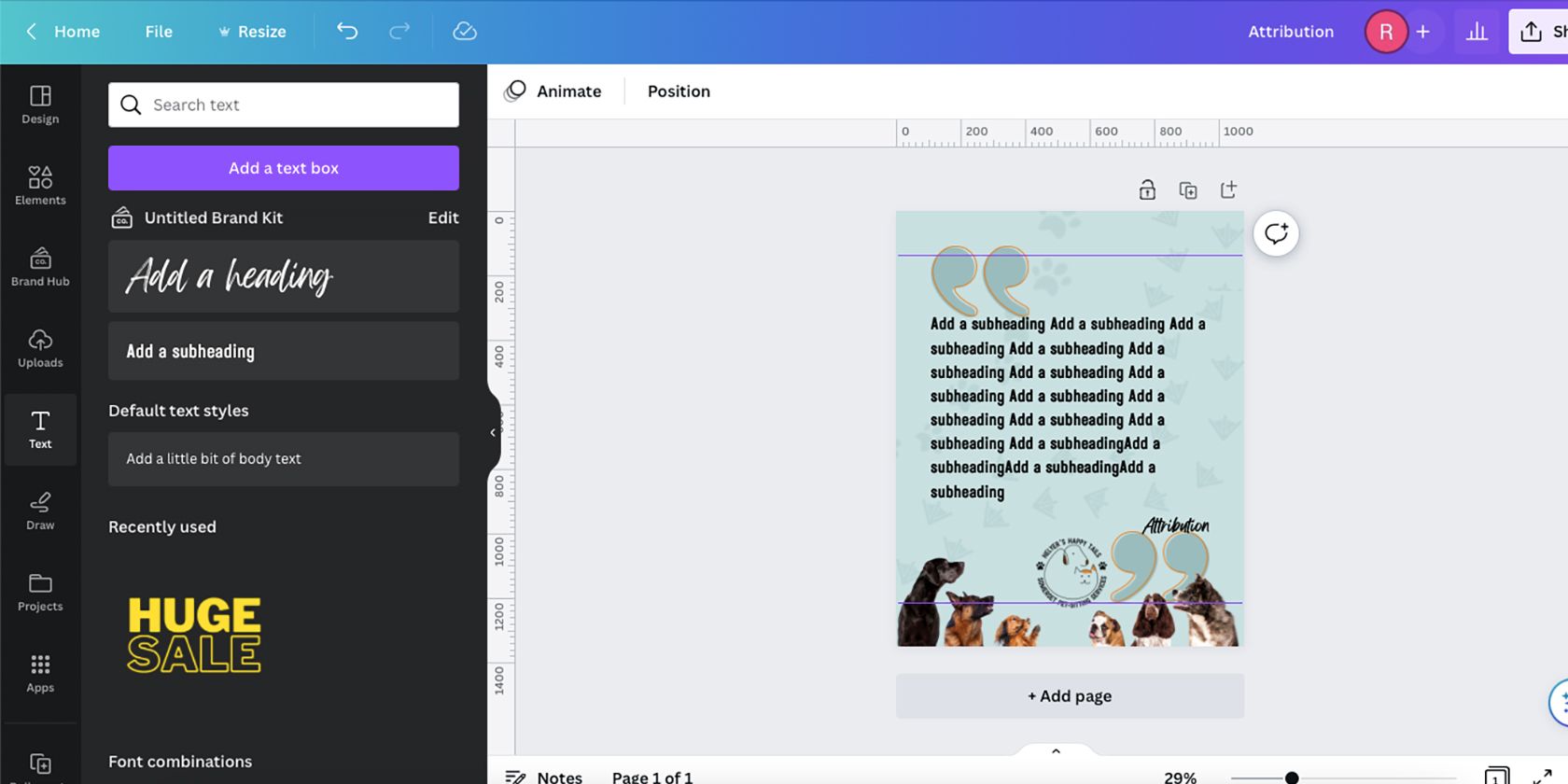 Дизайн Canva с текстовыми заполнителями.