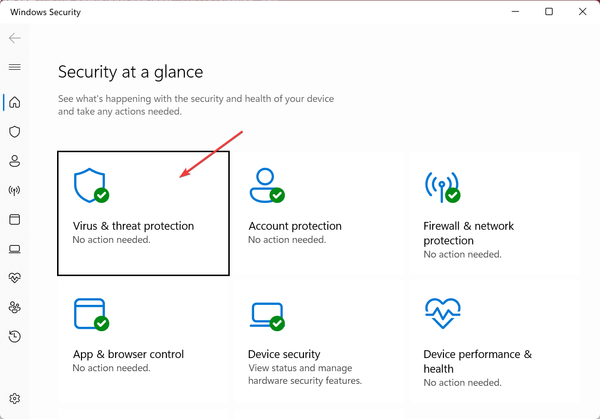 Раздел «Защита от вирусов и угроз» в Безопасности Windows