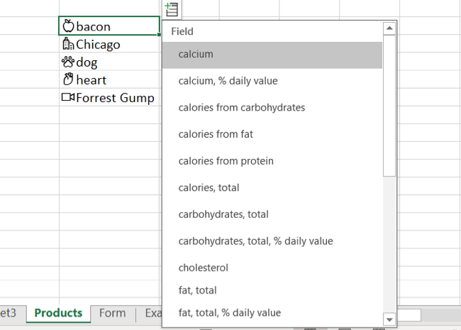 Pick the data details from the list