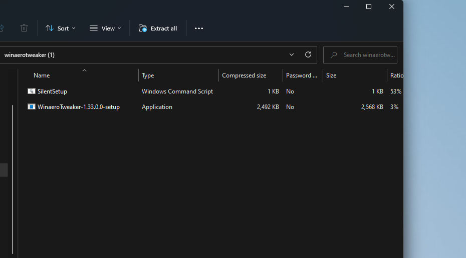 Опция извлечения архива