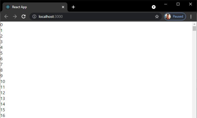 Экран React-приложения с бесконечной прокруткой, реализованной встроенными средствами