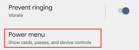 Выберите пункт Меню питания внизу списка