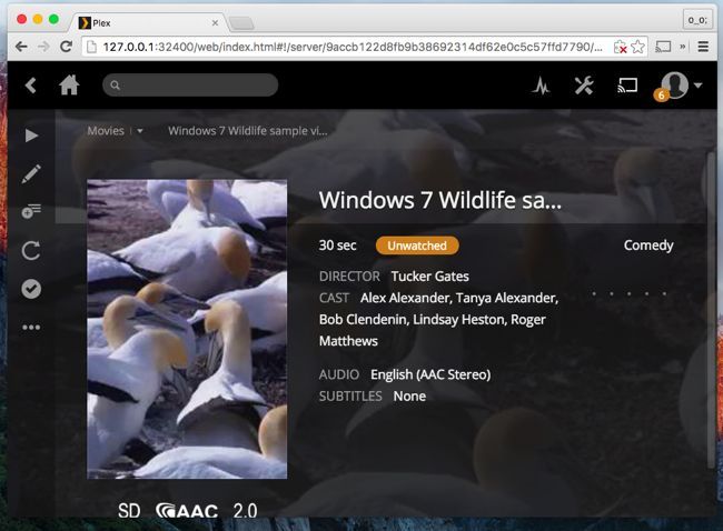 Веб-интерфейс Plex с отображением медиа-библиотеки и опцией отправки на Chromecast