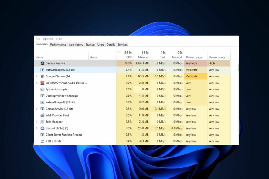 Снизить нагрузку CPU в DaVinci Resolve