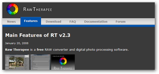 Экран установки и загрузки RawTherapee