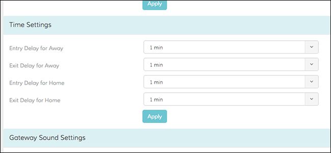Раздел Time Settings с параметрами задержки