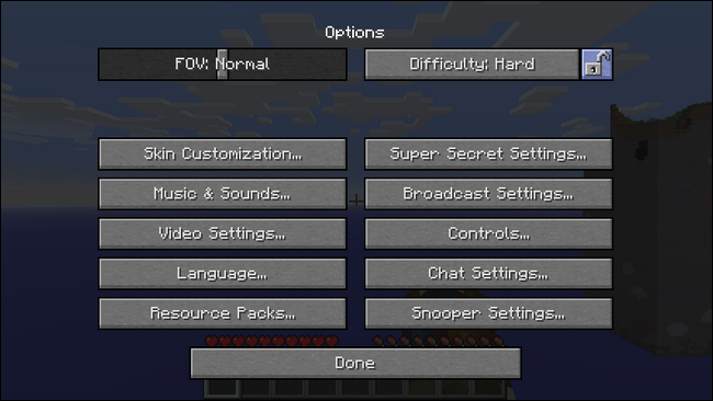Параметры игры и меню