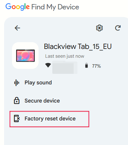 Нажатие на опцию 