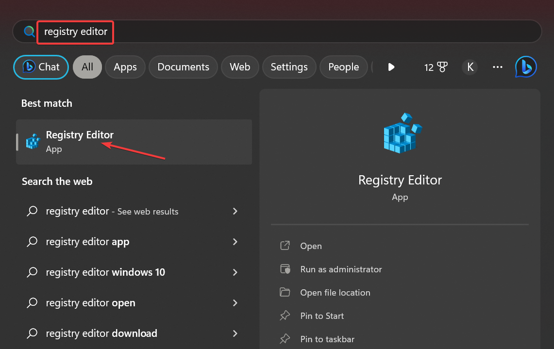 Запуск Редактора реестра
