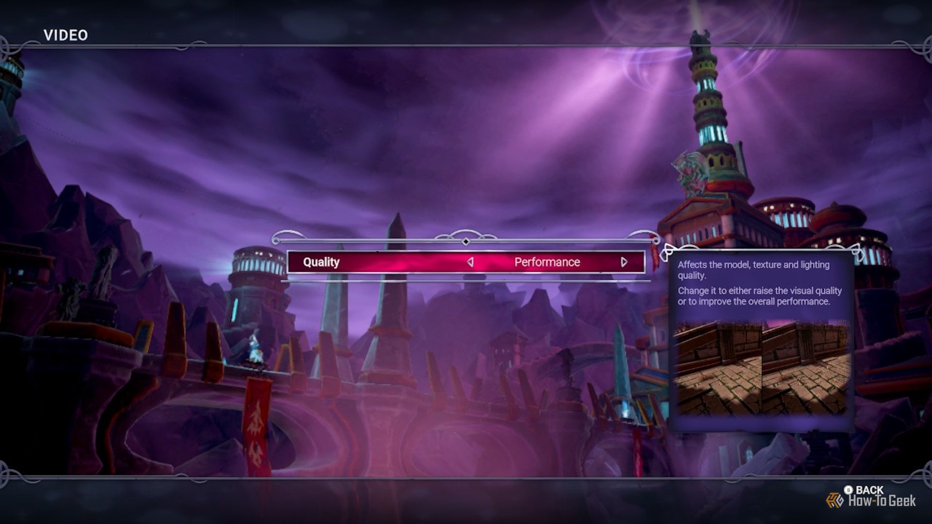 Настройки графики в Ziggurat II на Switch.