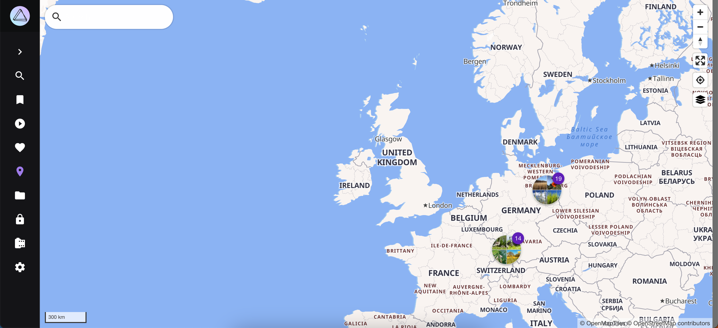 функция карт в приложении PhotoPrism