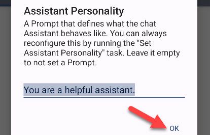 Подтвердите персональность ассистента — нажмите