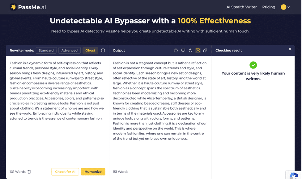 PassMe.ai переписал текст за секунды