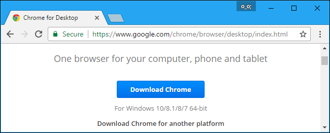 Страница загрузки Google Chrome с кнопкой скачивания