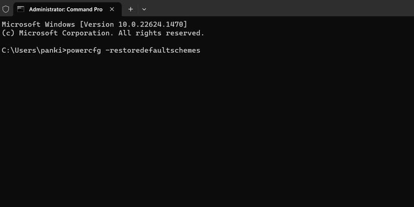 Сброс схемы питания в Windows