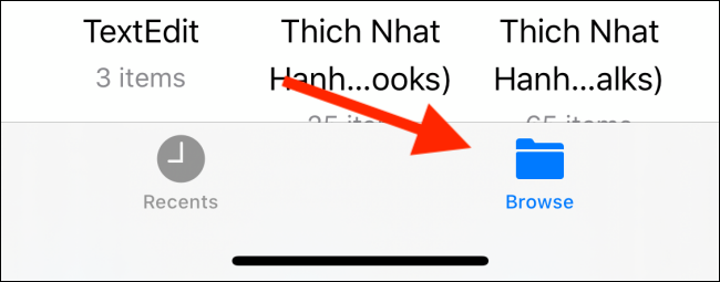 Switch to the Browse tab in Files app