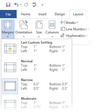 Microsoft Word - Set margins