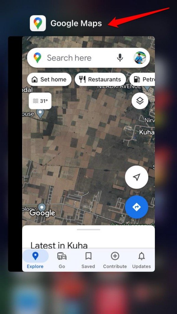 Закрытие Google Maps из переключателя приложений на iPhone