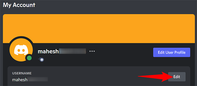 Окно изменения имени пользователя в настольном приложении Discord.