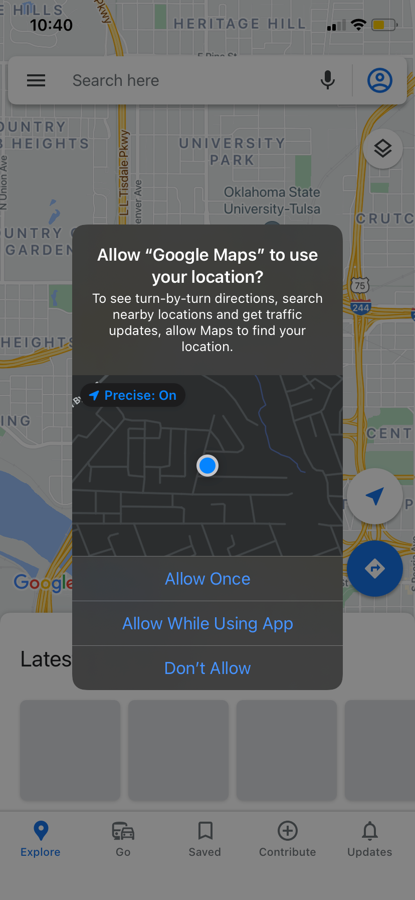 Запрос разрешения Google Maps на использование геолокации