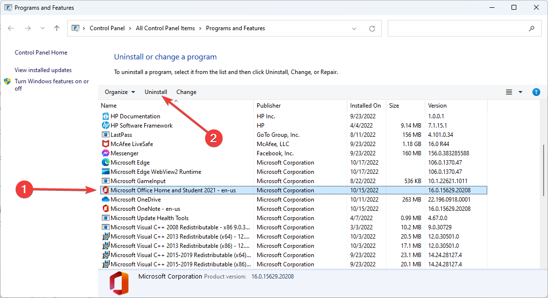 Процесс удаления Office