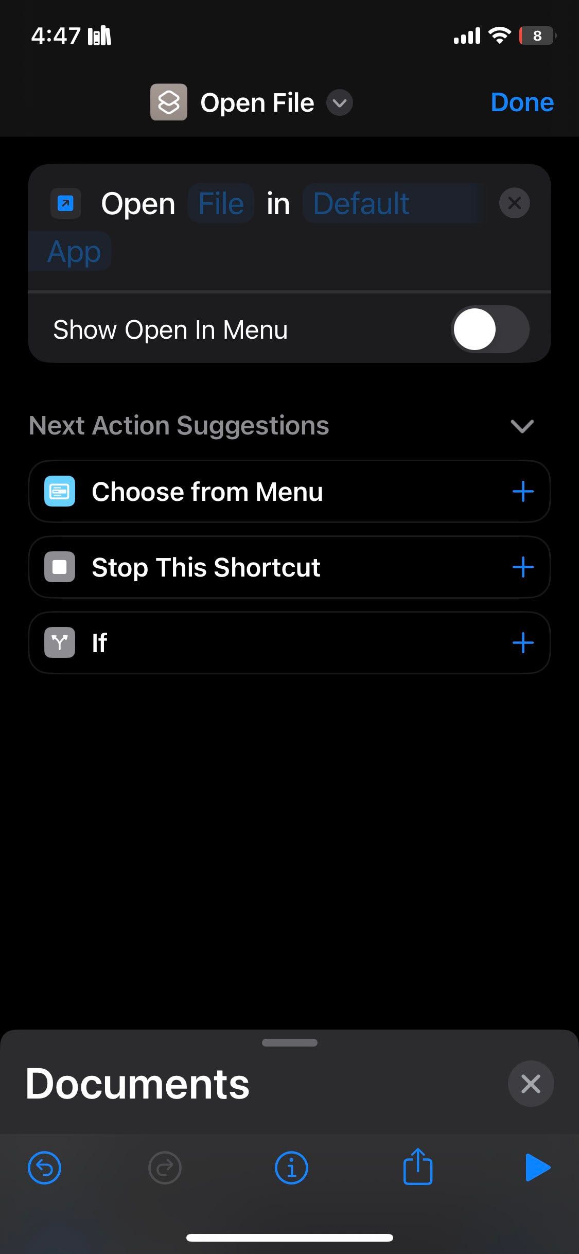 Создание команды Открыть файл
