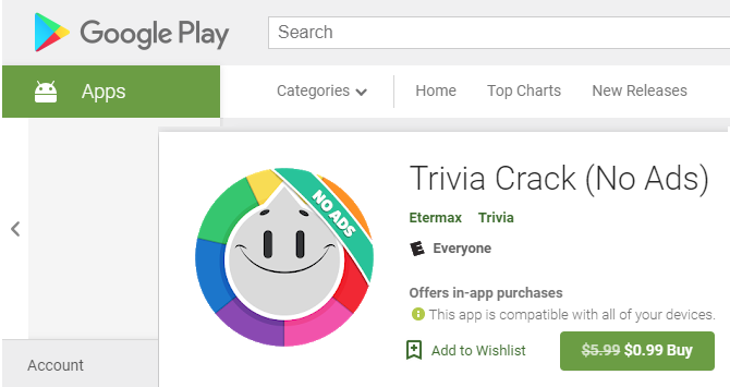 Пример приложения с платной опцией отключения рекламы