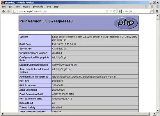 phpinfo mostrando la ruta de php.ini cargado en Loaded Configuration File