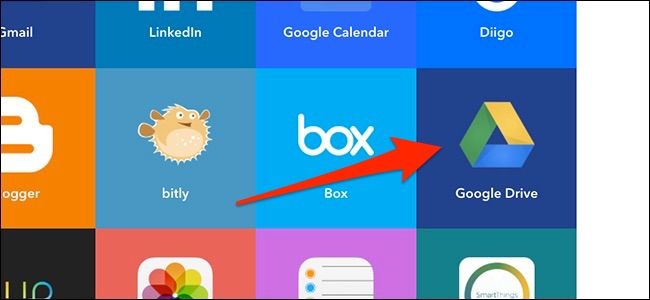 Поиск и выбор сервиса Google Drive в IFTTT
