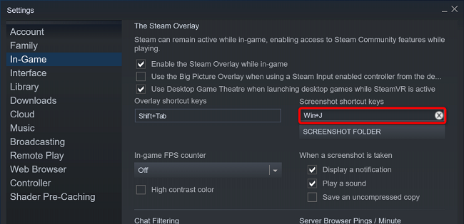 Кликните по полю Screenshot Shortcut Keys и нажмите новую клавишу.