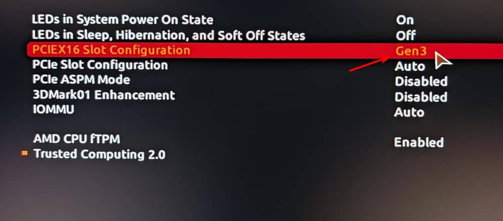 Настройки BIOS: конфигурация слота PCIEX16