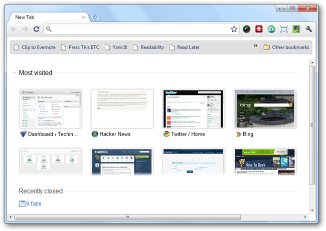Как обновить миниатюры в новой вкладке Chrome