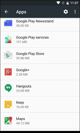Информация о приложении Google Play Store с опцией принудительной остановки