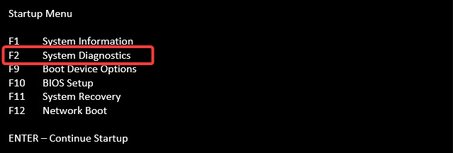 Меню диагностики системы