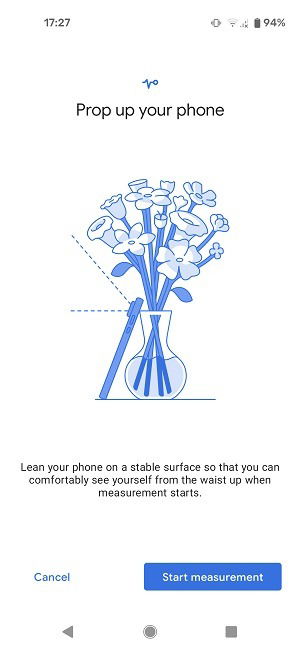 Пользователь начинает измерение дыхания перед камерой