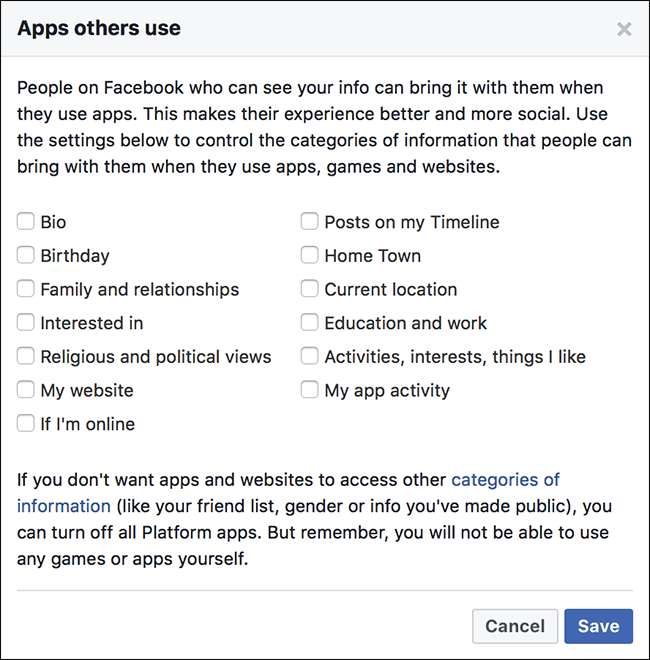 Подтвердите сохранение — теперь приложения ваших друзей не будут получать ваши данные