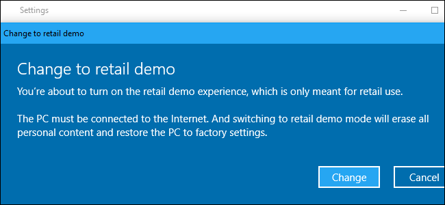 Retail Demo в Windows 10: включение и удаление