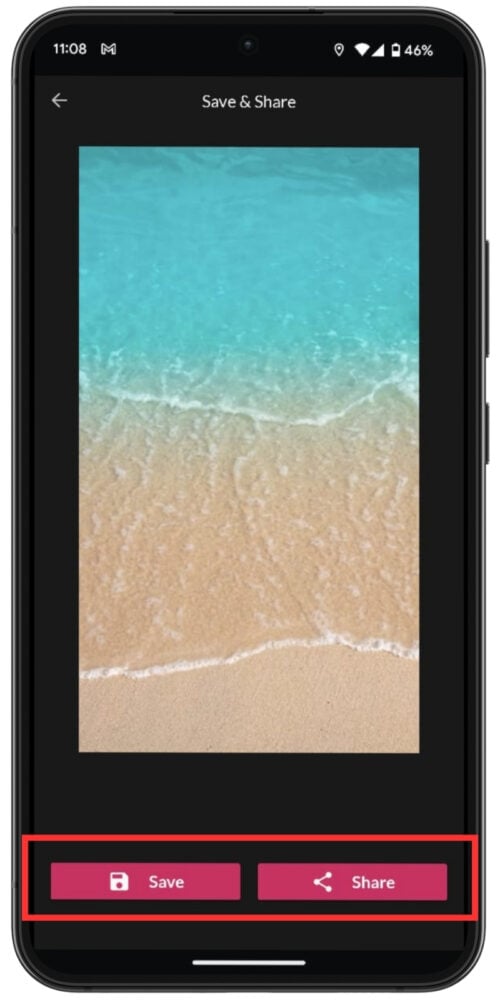 Pixamotion — предварительный просмотр и сохранение (скриншот)