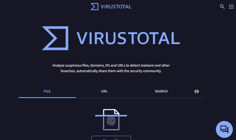 Captura de pantalla de VirusTotal mostrando análisis de URL.