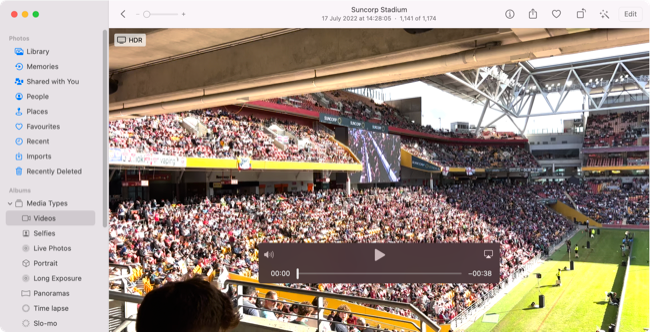 Просмотр HDR-видео в приложении «Фото» на macOS