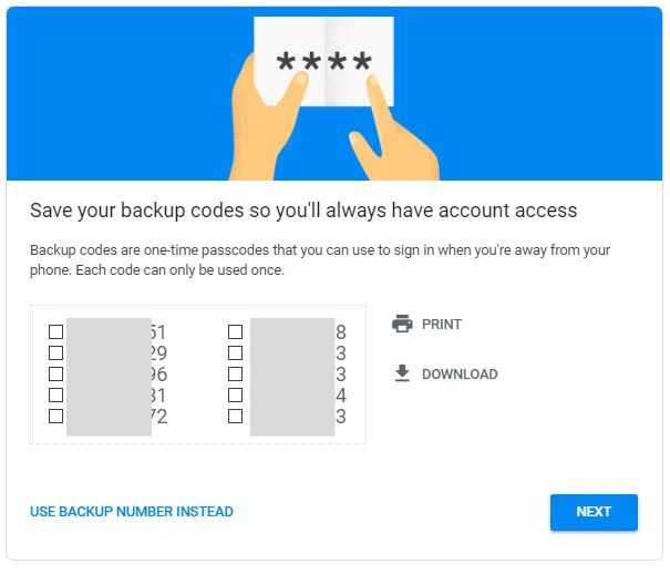 Códigos de respaldo para Verificación en Dos Pasos