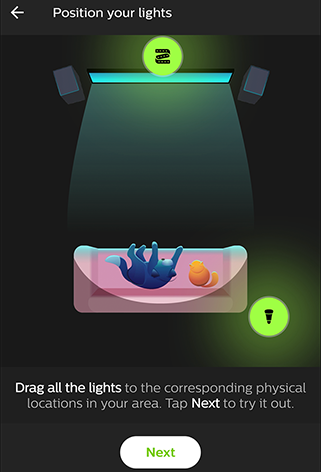 Position your lights, then tap 